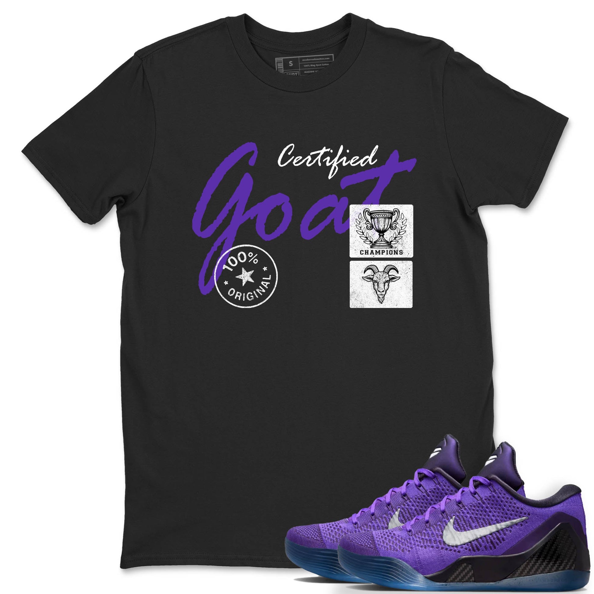 Sneaker Threads – Sneaker Tees To Match Nike KB 9 Hyper Grape – Certified Goat Graphic Tee Black 1. Perfect for Jordan releases 2025 colorways. Perfect for purple basketball sneaker releases and legacy-inspired colorways for 2025 hoopers.