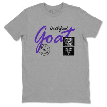 Sneaker Threads – Sneaker Tees To Match Nike KB 9 Hyper Grape – Certified Goat Graphic Tee Heather Grey 2. Perfect for Jordan releases 2025 colorways. Perfect for purple basketball sneaker releases and legacy-inspired colorways for 2025 hoopers.