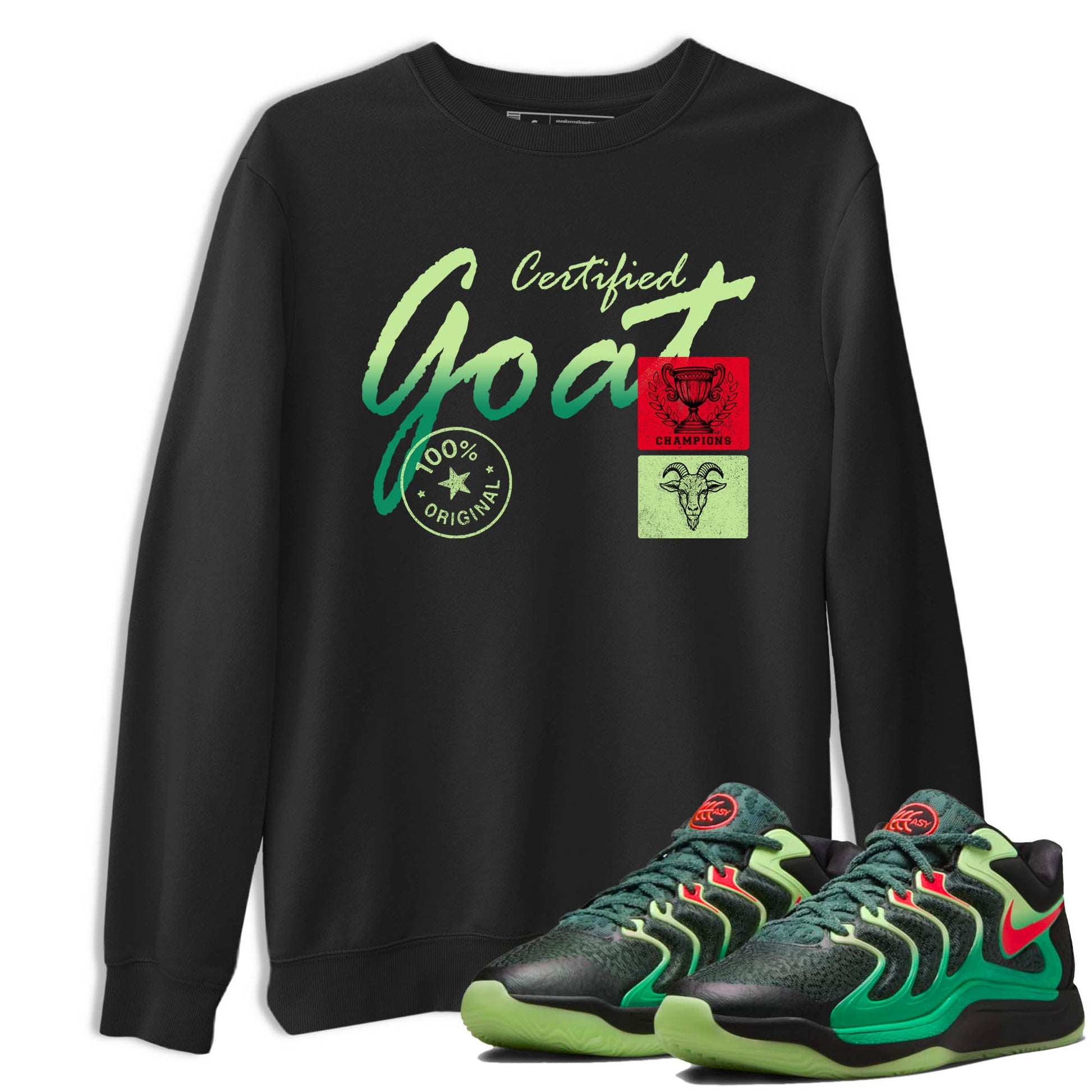 Sneaker Threads – Sneaker Tees To Match Nike KD 17 Easy Money Sniper – Certified Goat Graphic Tee Black 1. Perfect for Jordan releases 2025 colorways. Perfect for Kevin Durant sneaker releases and Easy Money basketball colorways loved by hoopers in 2025.