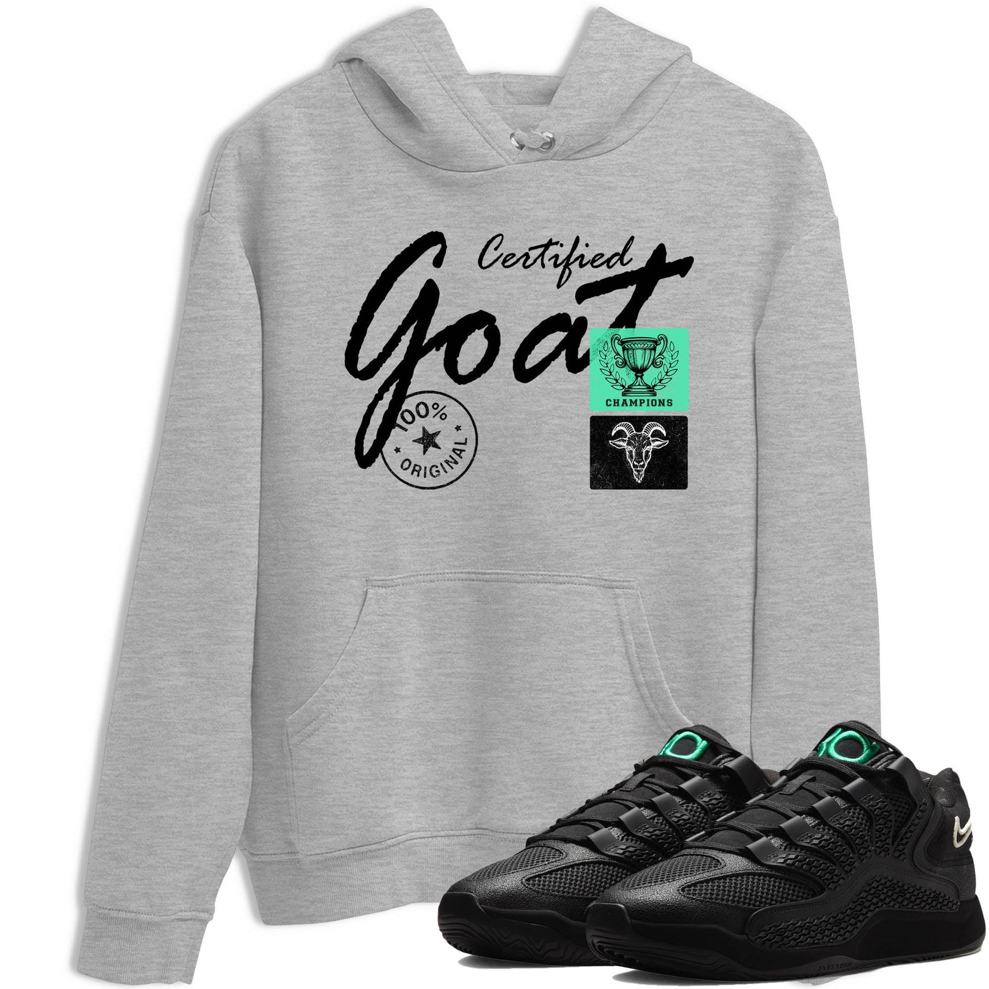 Sneaker Threads – Sneaker Tees To Match Nike KD 18 Black Label – Certified Goat Graphic Tee Heather Grey 1. Perfect for Jordan releases 2025 colorways. Perfect for Kevin Durant basketball sneaker releases and all-black performance colorways for 2025 hoopers. 