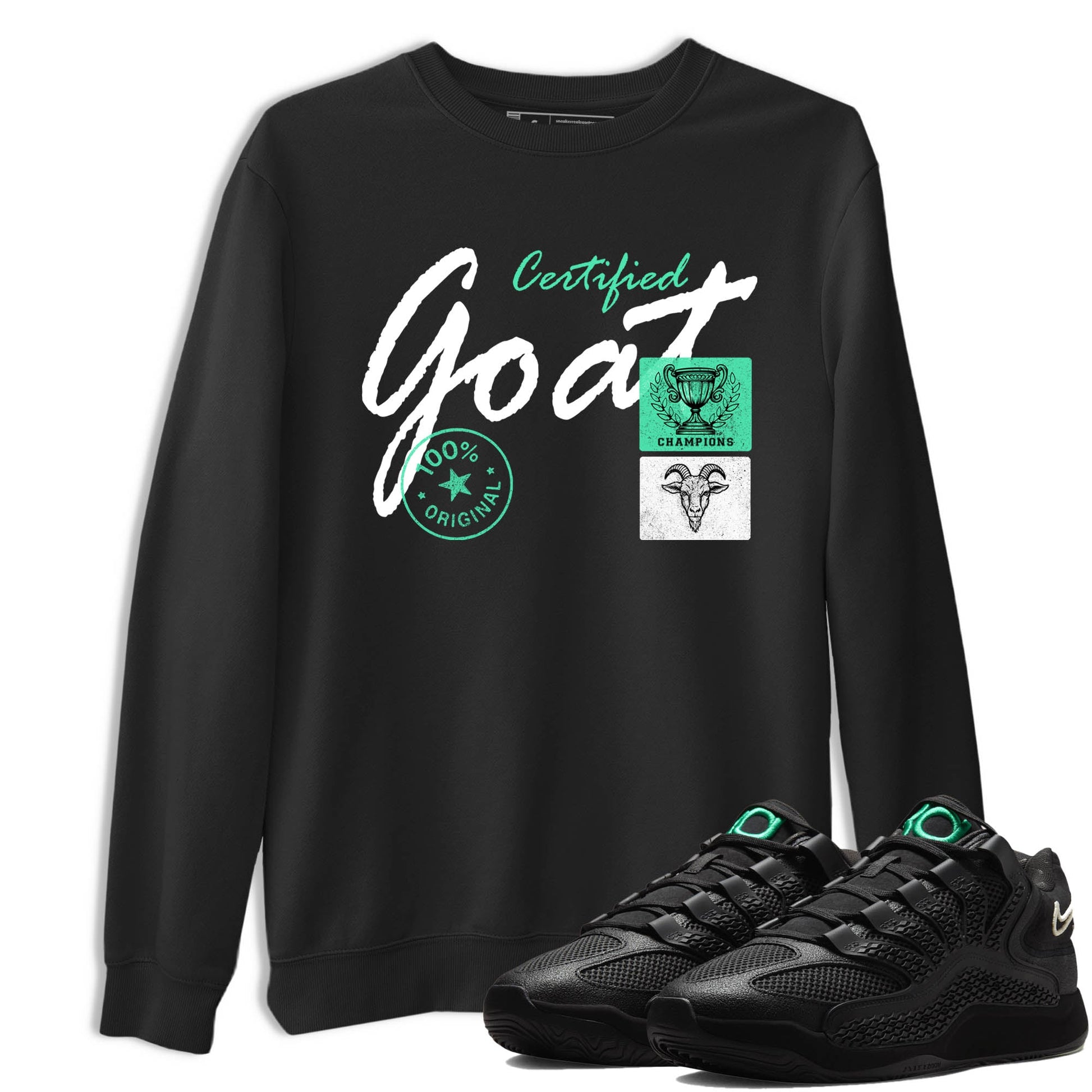 Sneaker Threads – Sneaker Tees To Match Nike KD 18 Black Label – Certified Goat Graphic Tee Black 1. Perfect for Jordan releases 2025 colorways. Perfect for Kevin Durant basketball sneaker releases and all-black performance colorways for 2025 hoopers. 