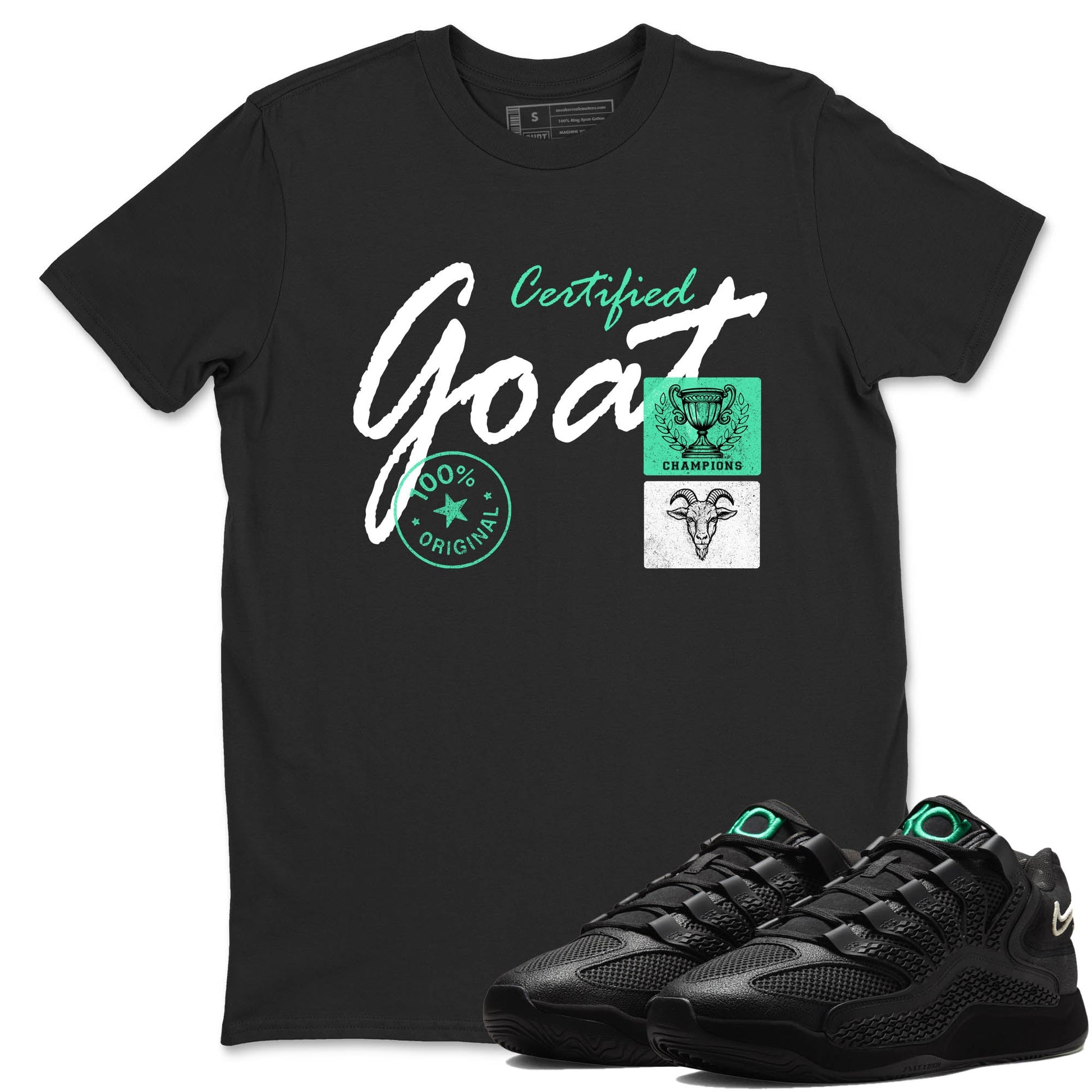 Sneaker Threads – Sneaker Tees To Match Nike KD 18 Black Label – Certified Goat Graphic Tee Black 1. Perfect for Jordan releases 2025 colorways. Perfect for Kevin Durant basketball sneaker releases and all-black performance colorways for 2025 hoopers. 