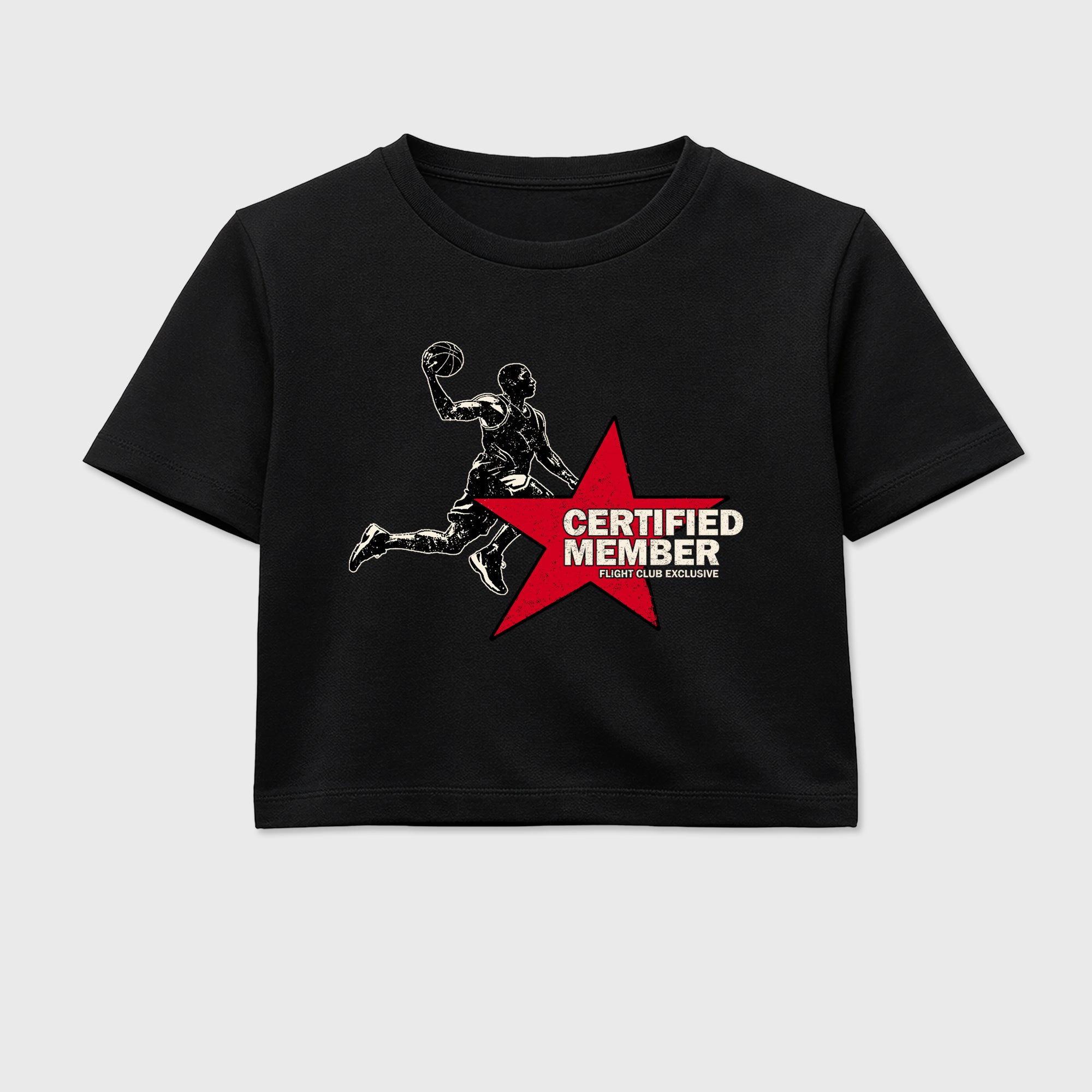 Sneaker match tees – Sneaker Tees To Match Air Jordan 1 Flight Club Shoes – Certified Member Crop T-Shirt Black 2