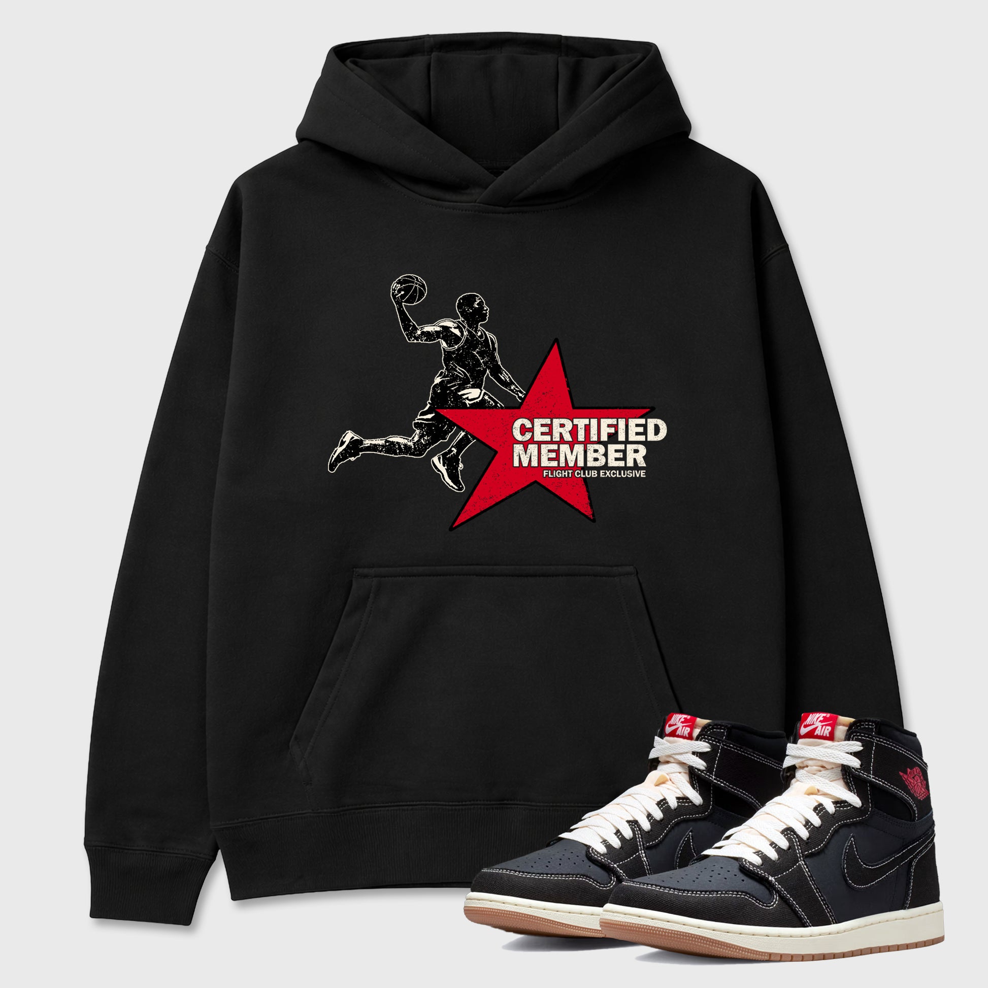 Sneaker match tees – Sneaker Tees To Match Air Jordan 1 Flight Club Shoes – Certified Member Tee Black 1