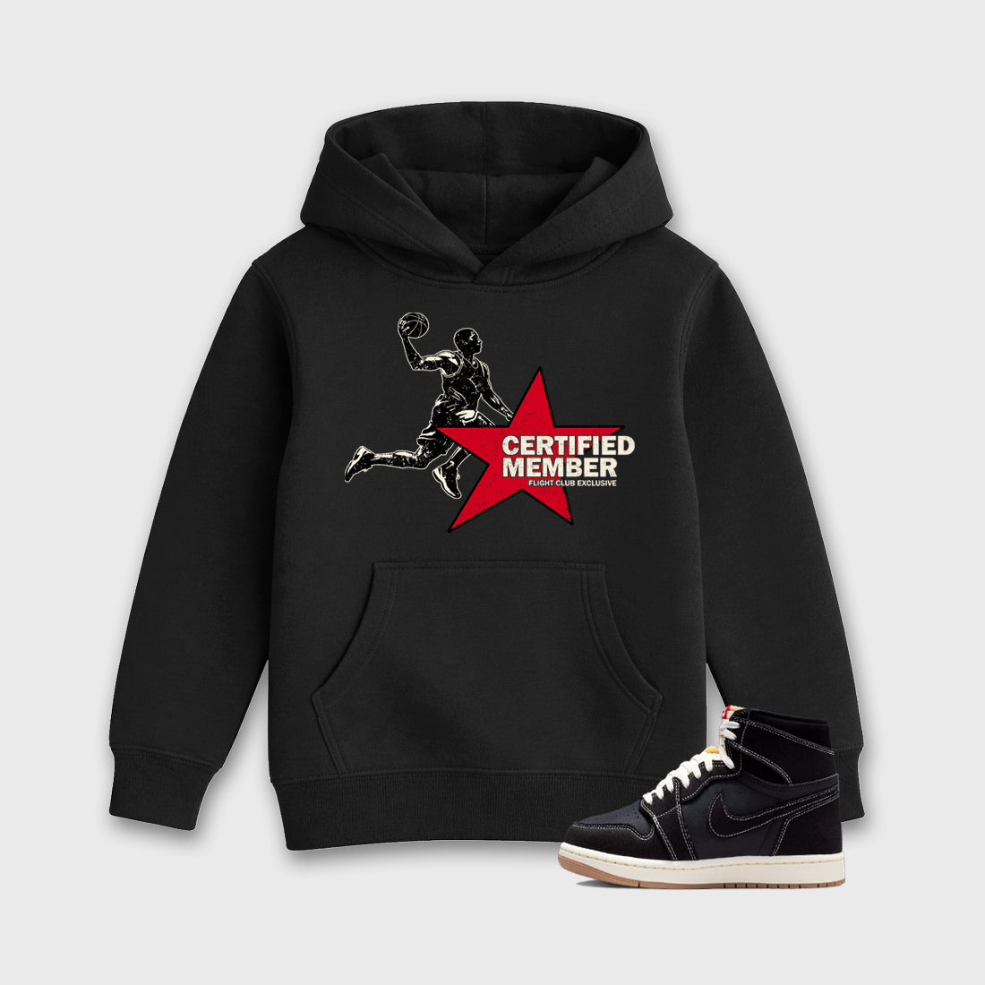 Sneaker match tees – Sneaker Tees To Match Air Jordan 1 Flight Club Shoes – Certified Member Kids T-Shirt Black 1