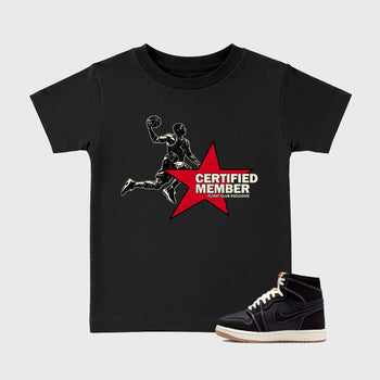 Sneaker match tees – Sneaker Tees To Match Air Jordan 1 Flight Club Shoes – Certified Member Kids T-Shirt Black 1