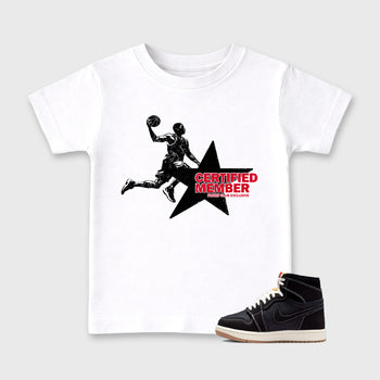 Sneaker match tees – Sneaker Tees To Match Air Jordan 1 Flight Club Shoes – Certified Member Kids T-Shirt White 1