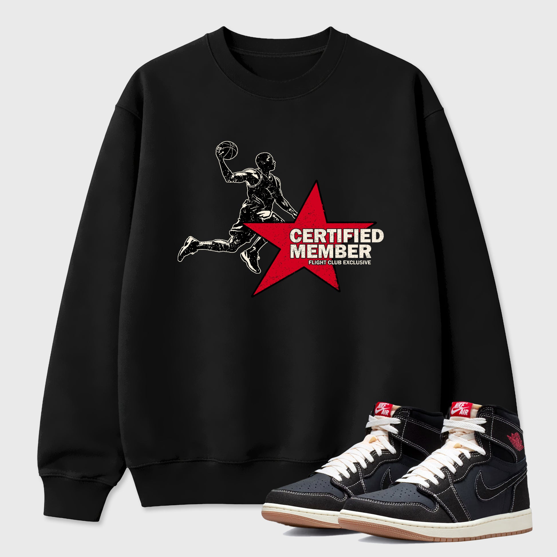 Sneaker match tees – Sneaker Tees To Match Air Jordan 1 Flight Club Shoes – Certified Member Tee Black 1