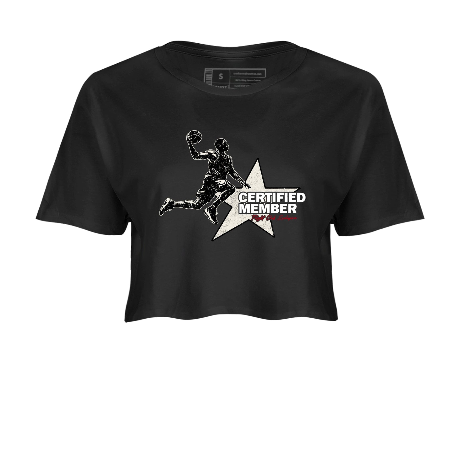 Sneaker match tees – Sneaker Tees To Match Air Jordan 4 Flight Club Shoes – Certified Member Crop T-Shirt Black 2