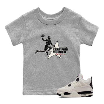 Sneaker match tees – Sneaker Tees To Match Air Jordan 4 Flight Club Shoes – Certified Member Kids T-Shirt Heather Grey 1