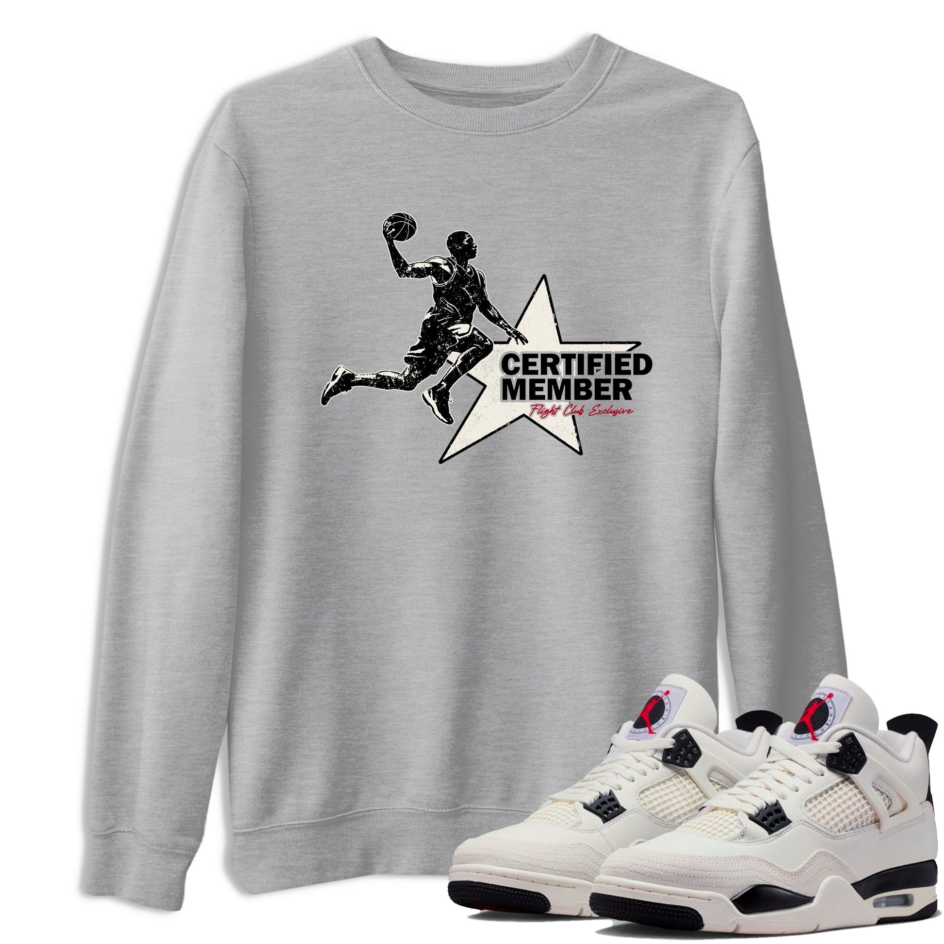 Sneaker match tees – Sneaker Tees To Match Air Jordan 4 Flight Club Shoes – Certified Member Tee Heather Grey 1