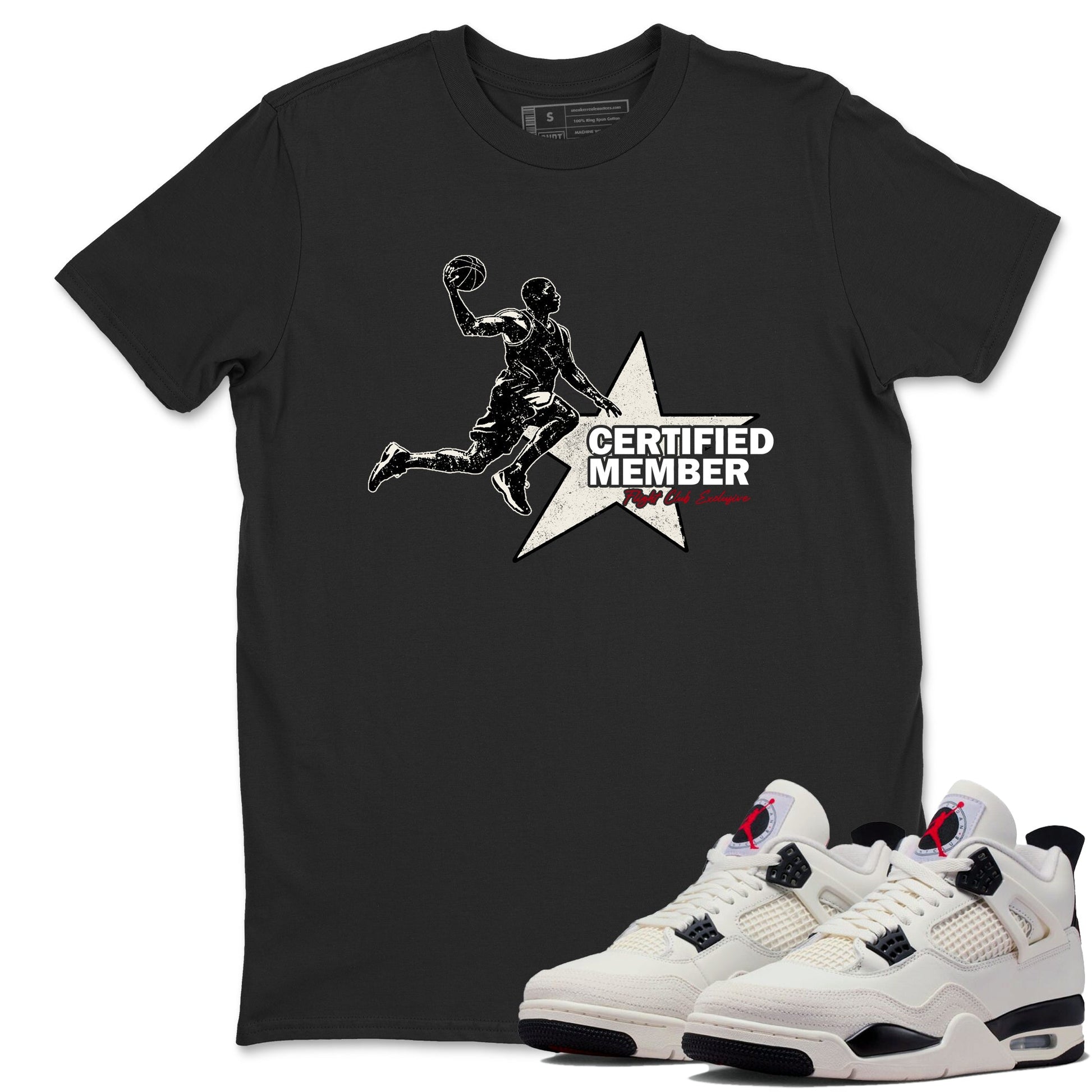 Sneaker match tees – Sneaker Tees To Match Air Jordan 4 Flight Club Shoes – Certified Member Tee Black 1