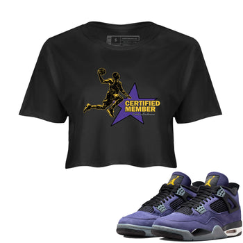 Sneaker match tees – Sneaker Tees To Match Air Jordan 4 Lakeshow Shoes – Certified Member Crop T-Shirt Black 1