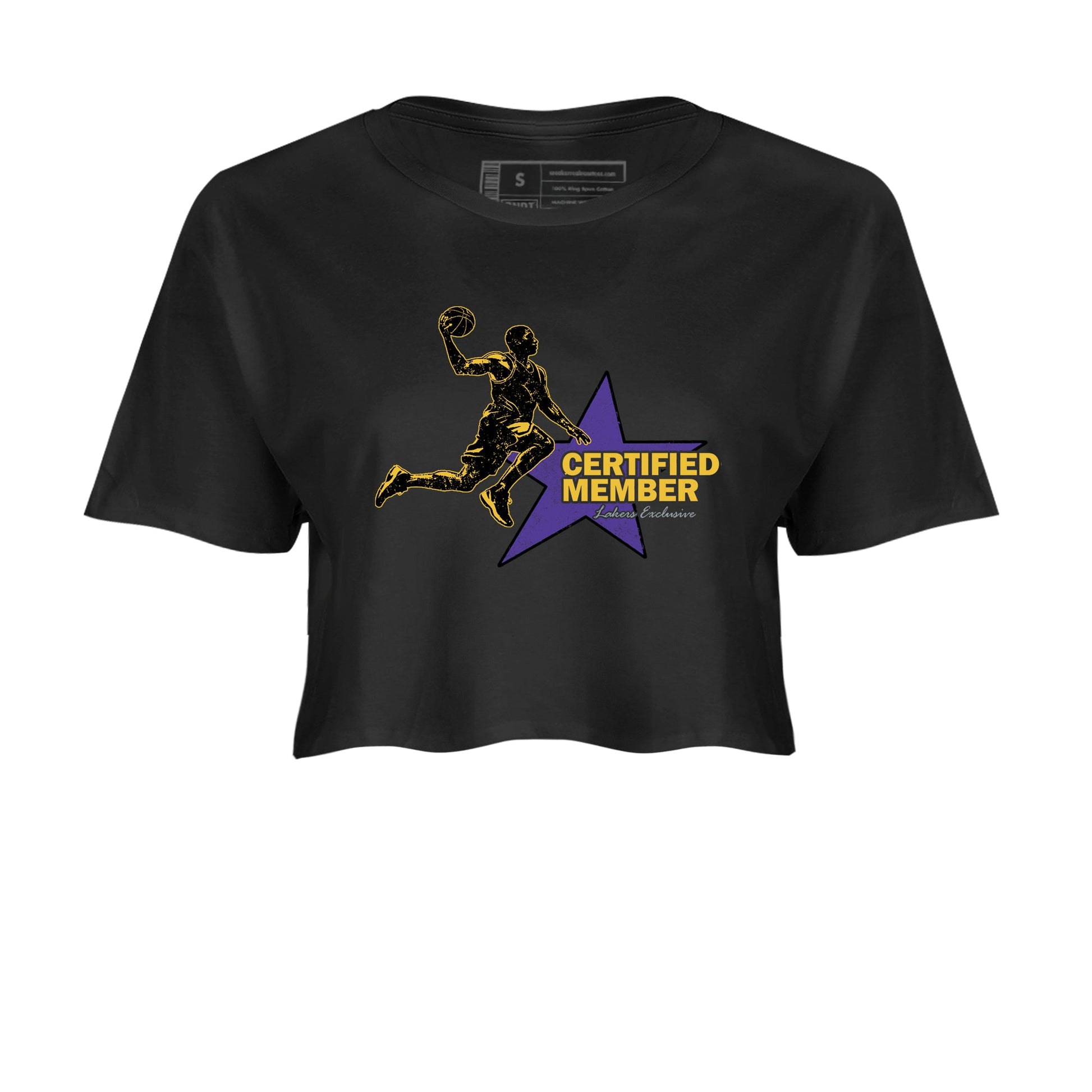 Sneaker match tees – Sneaker Tees To Match Air Jordan 4 Lakeshow Shoes – Certified Member Crop T-Shirt Black 2