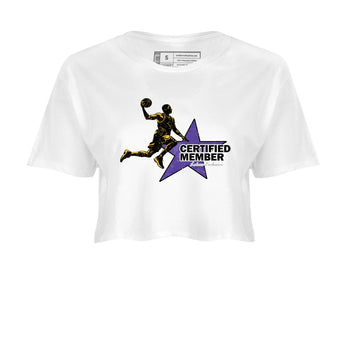 Sneaker match tees – Sneaker Tees To Match Air Jordan 4 Lakeshow Shoes – Certified Member Crop T-Shirt White 2