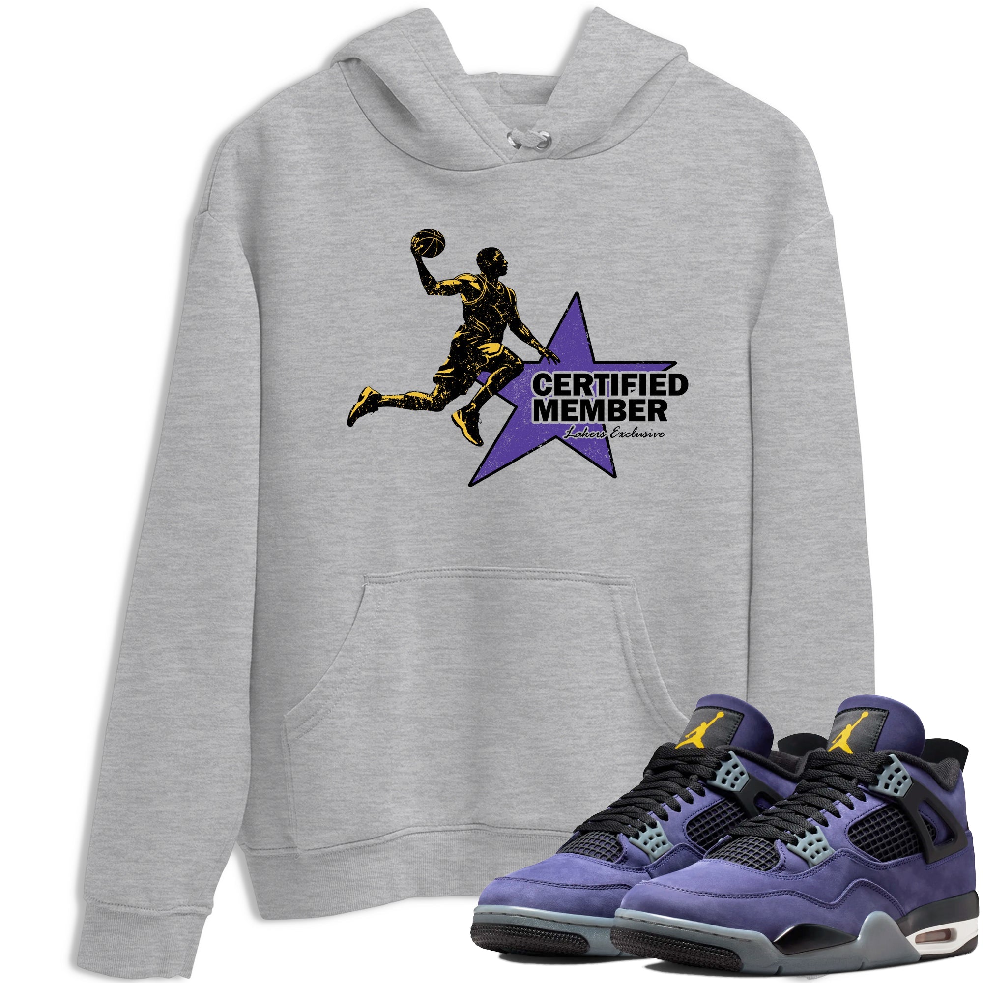 Sneaker match tees – Sneaker Tees To Match Air Jordan 4 Lakeshow Shoes – Certified Member Tee Heather Grey 1