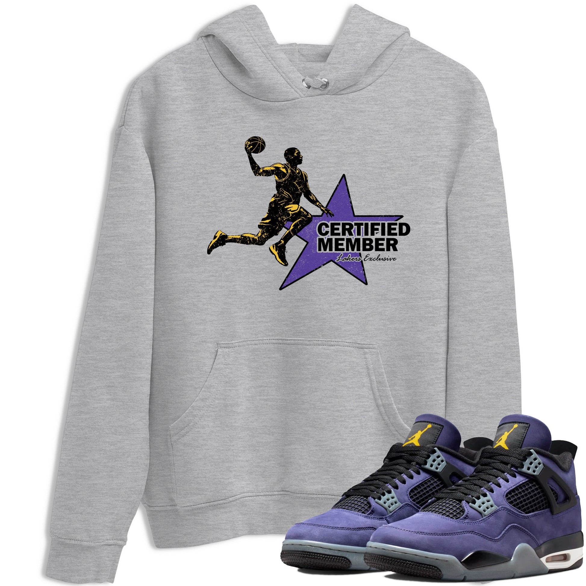 Sneaker match tees – Sneaker Tees To Match Air Jordan 4 Lakeshow Shoes – Certified Member Tee Heather Grey 1