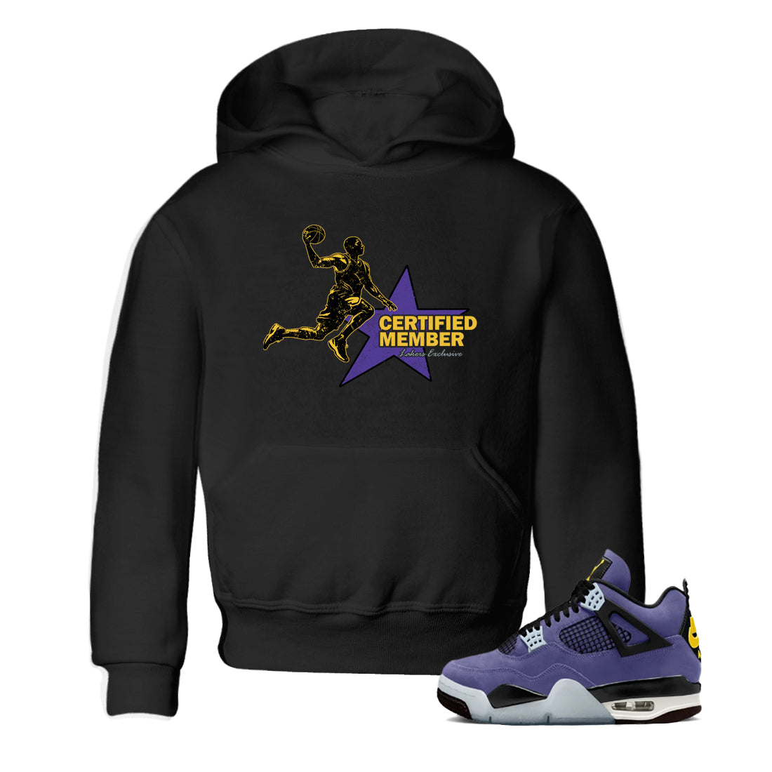 Sneaker match tees – Sneaker Tees To Match Air Jordan 4 Lakeshow Shoes – Certified Member Kids T-Shirt Black 1