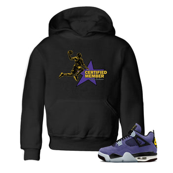 Sneaker match tees – Sneaker Tees To Match Air Jordan 4 Lakeshow Shoes – Certified Member Kids T-Shirt Black 1