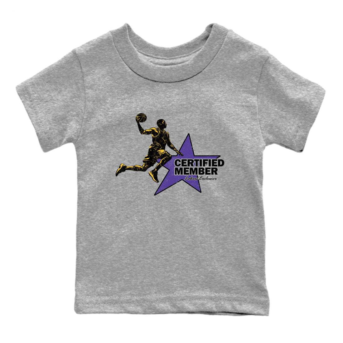 Sneaker match tees – Sneaker Tees To Match Air Jordan 4 Lakeshow Shoes – Certified Member Kids T-Shirt Heather Grey 2