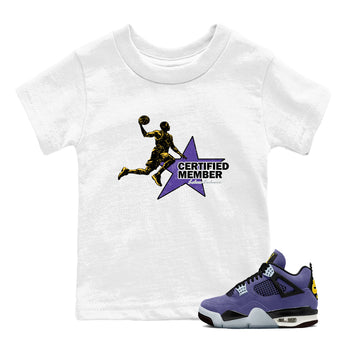 Sneaker match tees – Sneaker Tees To Match Air Jordan 4 Lakeshow Shoes – Certified Member Kids T-Shirt White 1