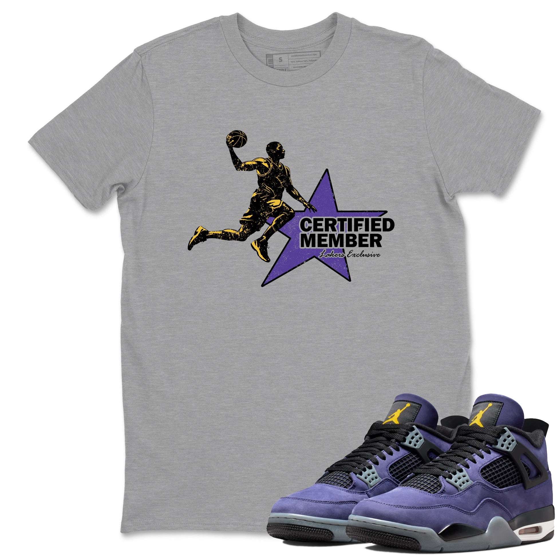 Sneaker match tees – Sneaker Tees To Match Air Jordan 4 Lakeshow Shoes – Certified Member Tee Heather Grey 1
