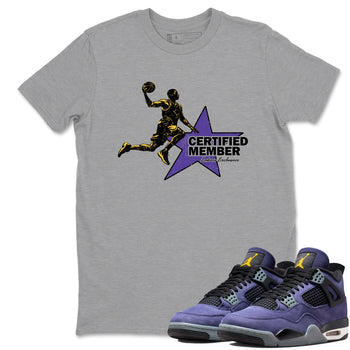 Sneaker match tees – Sneaker Tees To Match Air Jordan 4 Lakeshow Shoes – Certified Member Tee Heather Grey 1