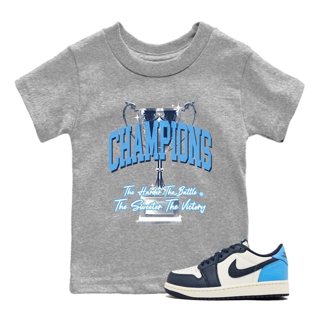 1s Obsidian shirts to match jordans Champions Trophy sneaker match tees Air Jordan 1 Low OG Obsidian match shoes to clothes SNRT Sneaker Tees Youth Baby Heather Grey 1 tee