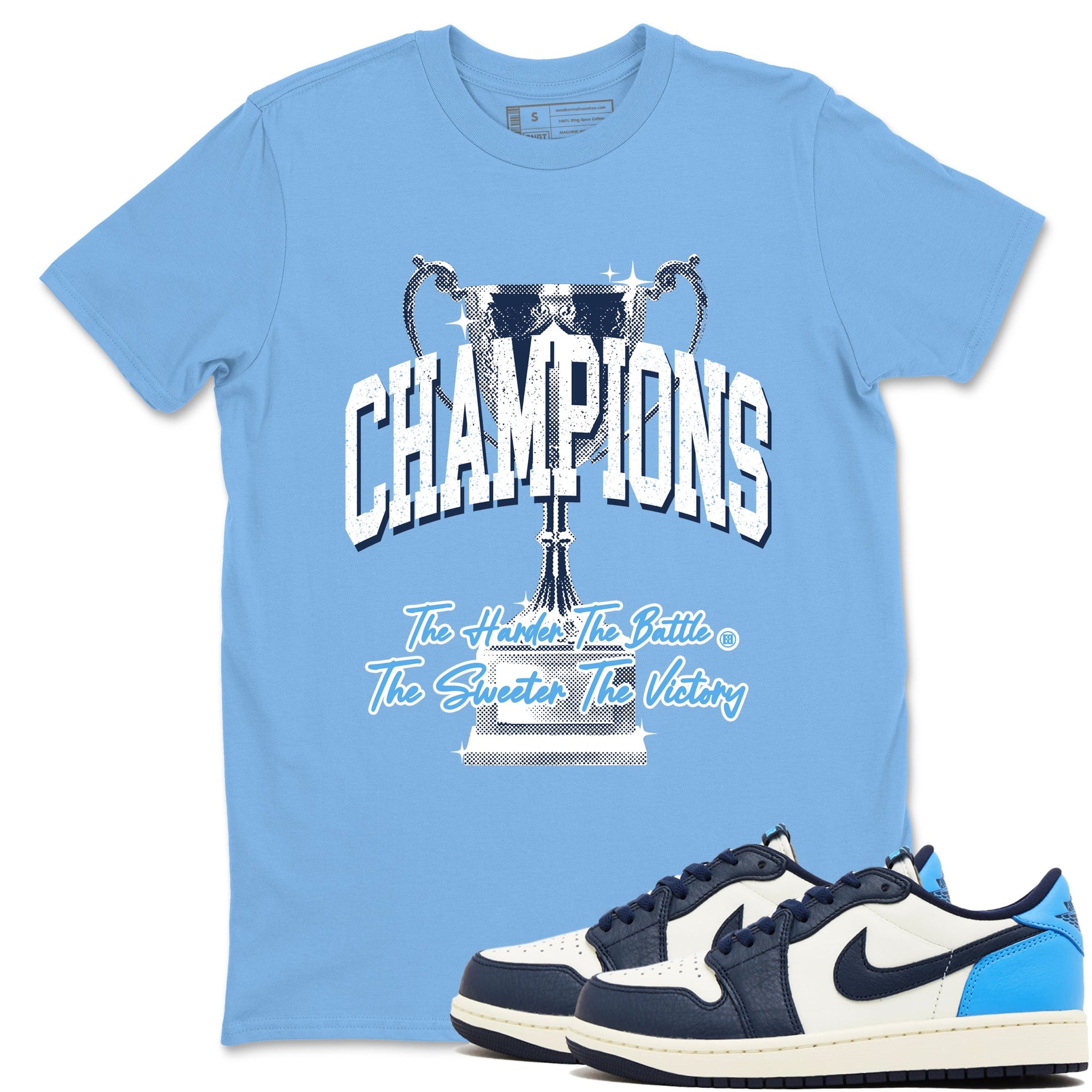 1s Obsidian shirts to match jordans Champions Trophy sneaker match tees Air Jordan 1 Low OG Obsidian match shoes to clothes SNRT Sneaker Tees unisex cotton Carolina Blue 1 shirts