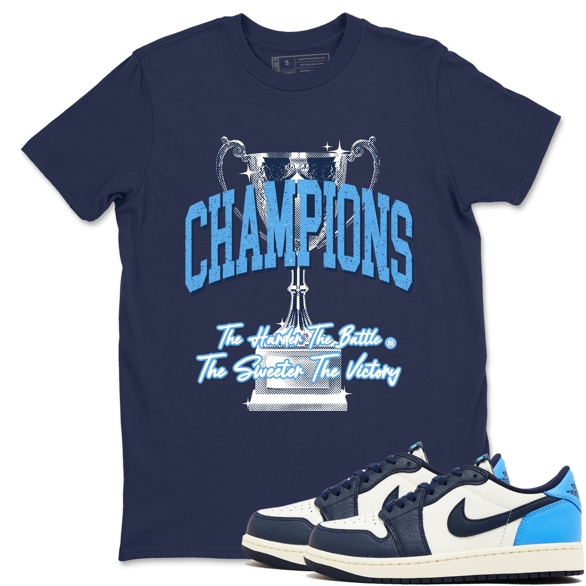 1s Obsidian shirts to match jordans Champions Trophy sneaker match tees Air Jordan 1 Low OG Obsidian match shoes to clothes SNRT Sneaker Tees unisex cotton Navy 1 shirts