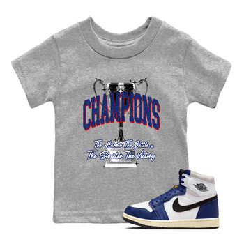 1s Rare Air shirts to match jordans Champions Trophy sneaker match tees Air Jordan 1 High OG Rare Air Deep Royal Blue match shoes to clothes SNRT Sneaker Tees Youth Baby Heather Grey 1 tee