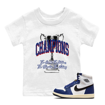 1s Rare Air shirts to match jordans Champions Trophy sneaker match tees Air Jordan 1 High OG Rare Air Deep Royal Blue match shoes to clothes SNRT Sneaker Tees Youth Baby White 1 tee
