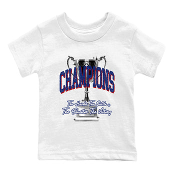 1s Rare Air shirts to match jordans Champions Trophy sneaker match tees Air Jordan 1 High OG Rare Air Deep Royal Blue match shoes to clothes SNRT Sneaker Tees Youth Baby White 2 tee