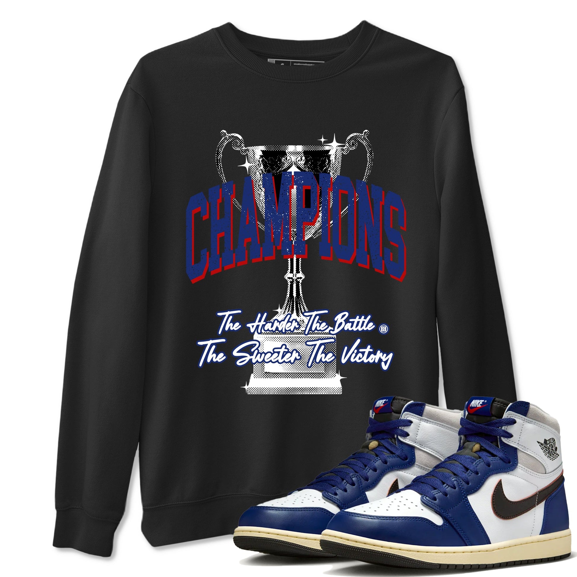1s Rare Air shirts to match jordans Champions Trophy sneaker match tees Air Jordan 1 High OG Rare Air Deep Royal Blue match shoes to clothes SNRT Sneaker Tees unisex cotton Black 1 shirts