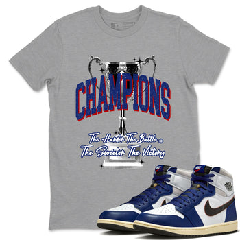 1s Rare Air shirts to match jordans Champions Trophy sneaker match tees Air Jordan 1 High OG Rare Air Deep Royal Blue match shoes to clothes SNRT Sneaker Tees unisex cotton Heather Grey 1 shirts