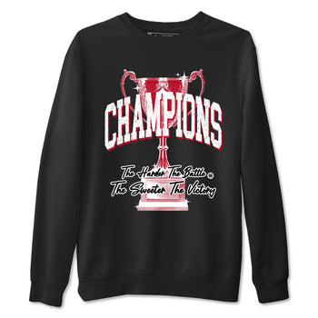 Champions Trophy sneaker match t-shirt styled to complete your fit with the Air Jordan 1 Ruby sneakers, shown in Black 2.