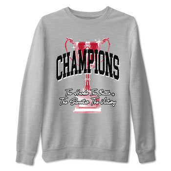 Champions Trophy sneaker match t-shirt styled to complete your fit with the Air Jordan 1 Ruby sneakers, shown in Heather Grey 2.