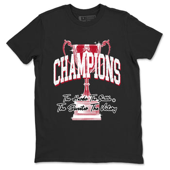 Champions Trophy sneaker match t-shirt styled to complete your fit with the Air Jordan 1 Ruby sneakers, shown in Black 2.