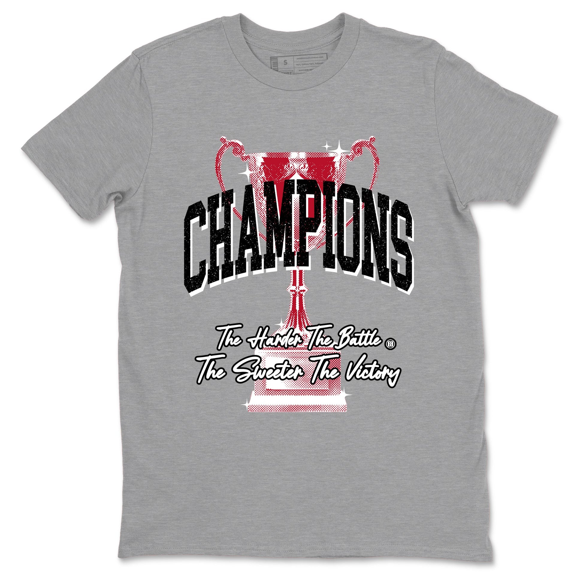 Champions Trophy sneaker match t-shirt styled to complete your fit with the Air Jordan 1 Ruby sneakers, shown in Heather Grey 2.