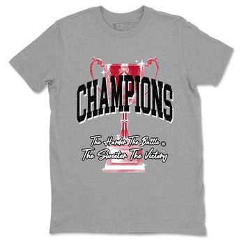 Champions Trophy sneaker match t-shirt styled to complete your fit with the Air Jordan 1 Ruby sneakers, shown in Heather Grey 2.