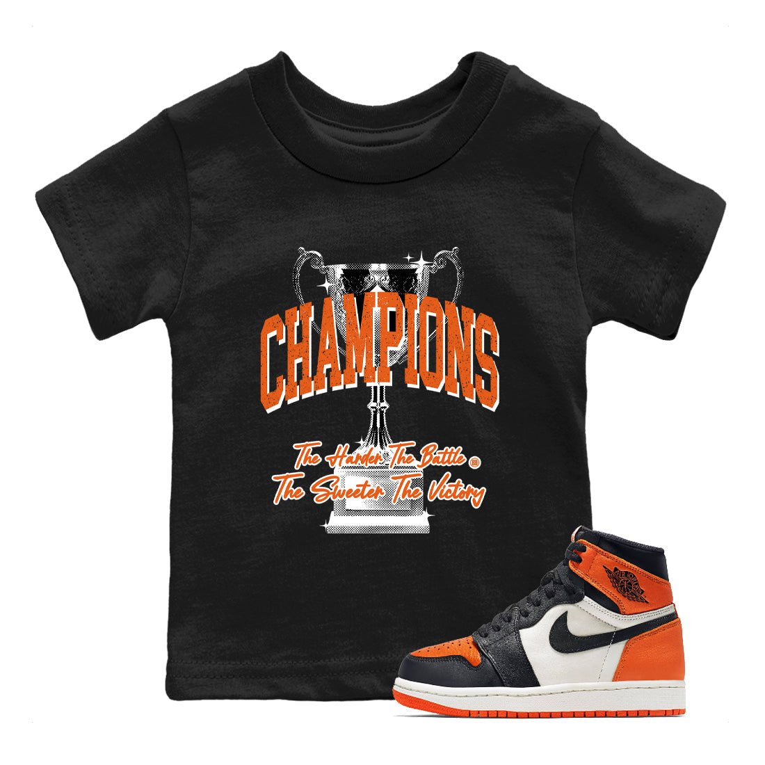 1s Shattered Backboard shirts to match jordans Champions Trophy sneaker match tees Air Jordan 1 Retro High OG Shattered Backboard match shoes to clothes SNRT Sneaker Tees Youth Baby Black 1 tee