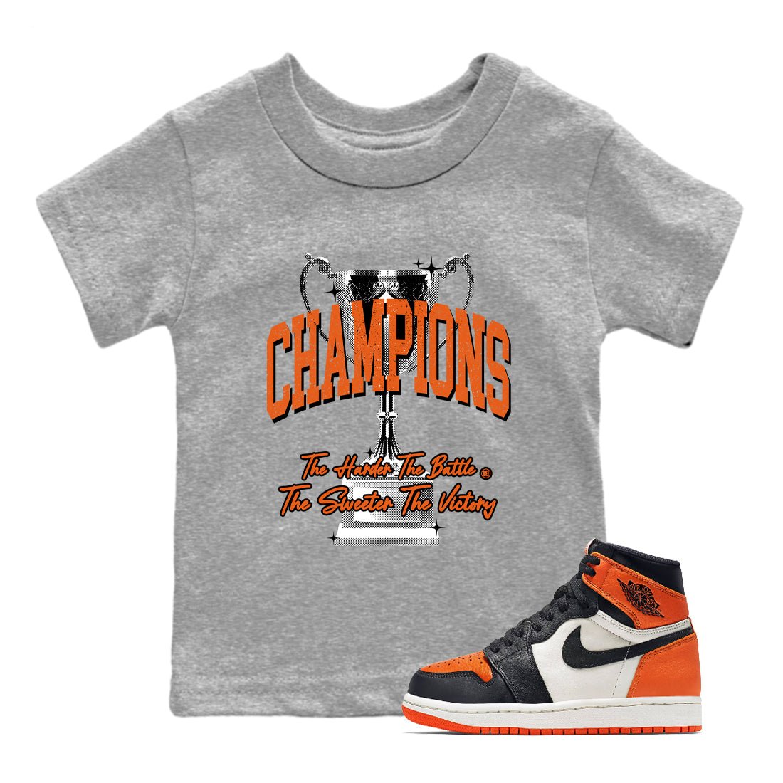 1s Shattered Backboard shirts to match jordans Champions Trophy sneaker match tees Air Jordan 1 Retro High OG Shattered Backboard match shoes to clothes SNRT Sneaker Tees Youth Baby Heather Grey 1 tee