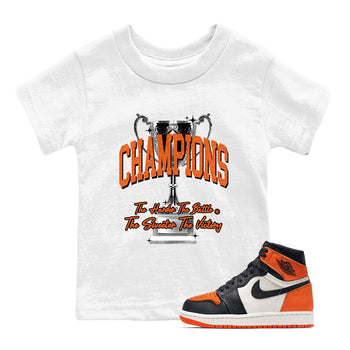 1s Shattered Backboard shirts to match jordans Champions Trophy sneaker match tees Air Jordan 1 Retro High OG Shattered Backboard match shoes to clothes SNRT Sneaker Tees Youth Baby White 1 tee