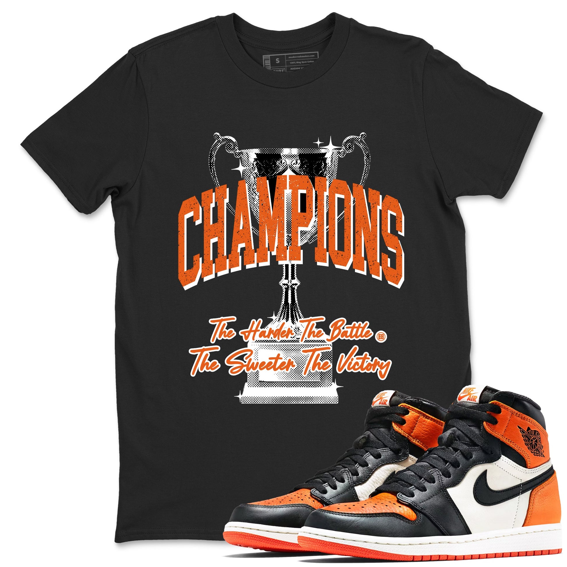 1s Shattered Backboard shirts to match jordans Champions Trophy sneaker match tees Air Jordan 1 Retro High OG Shattered Backboard match shoes to clothes SNRT Sneaker Tees unisex cotton Black 1 shirts