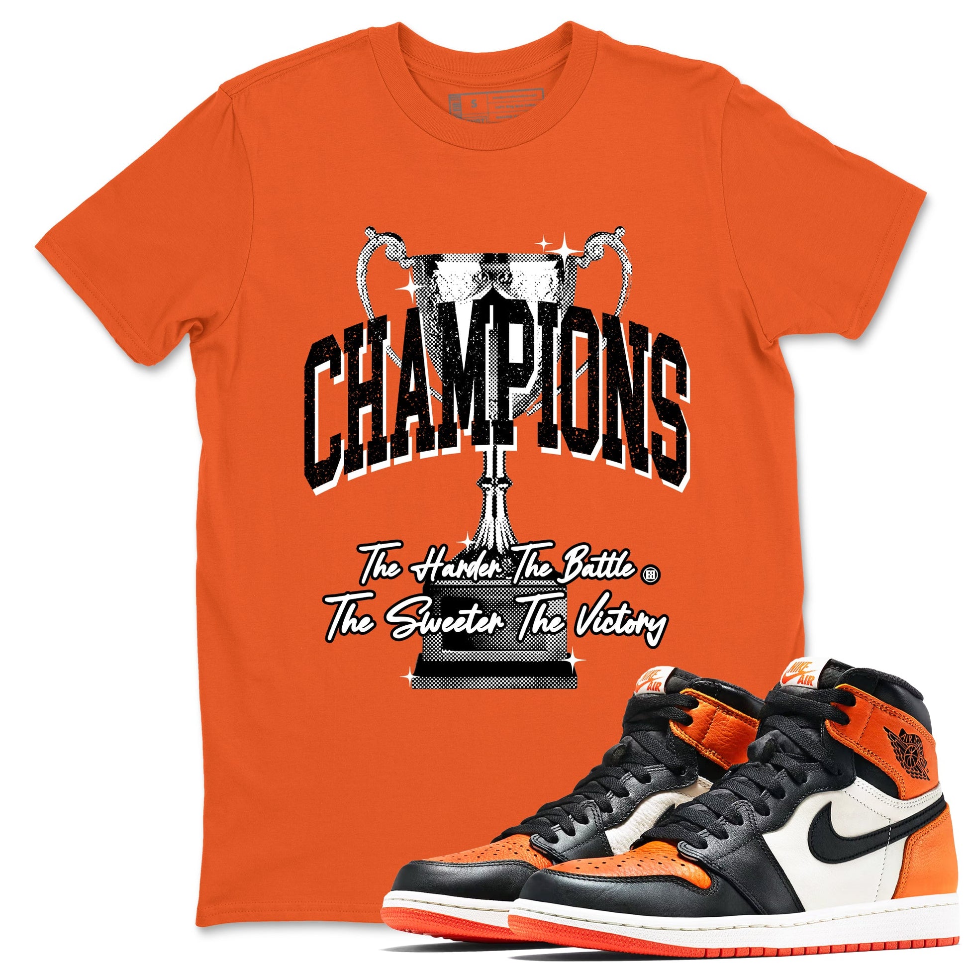 1s Shattered Backboard shirts to match jordans Champions Trophy sneaker match tees Air Jordan 1 Retro High OG Shattered Backboard match shoes to clothes SNRT Sneaker Tees unisex cotton Orange 1 shirts