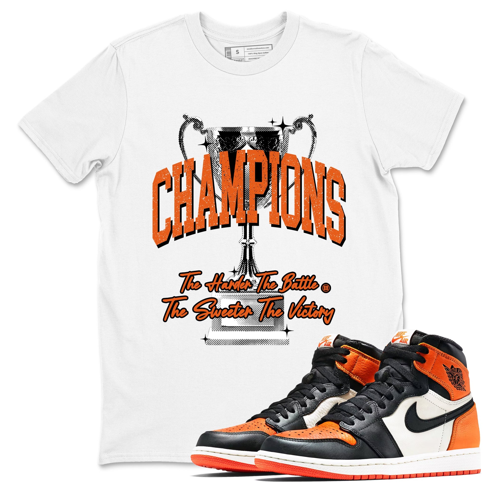 1s Shattered Backboard shirts to match jordans Champions Trophy sneaker match tees Air Jordan 1 Retro High OG Shattered Backboard match shoes to clothes SNRT Sneaker Tees unisex cotton White 1 shirts