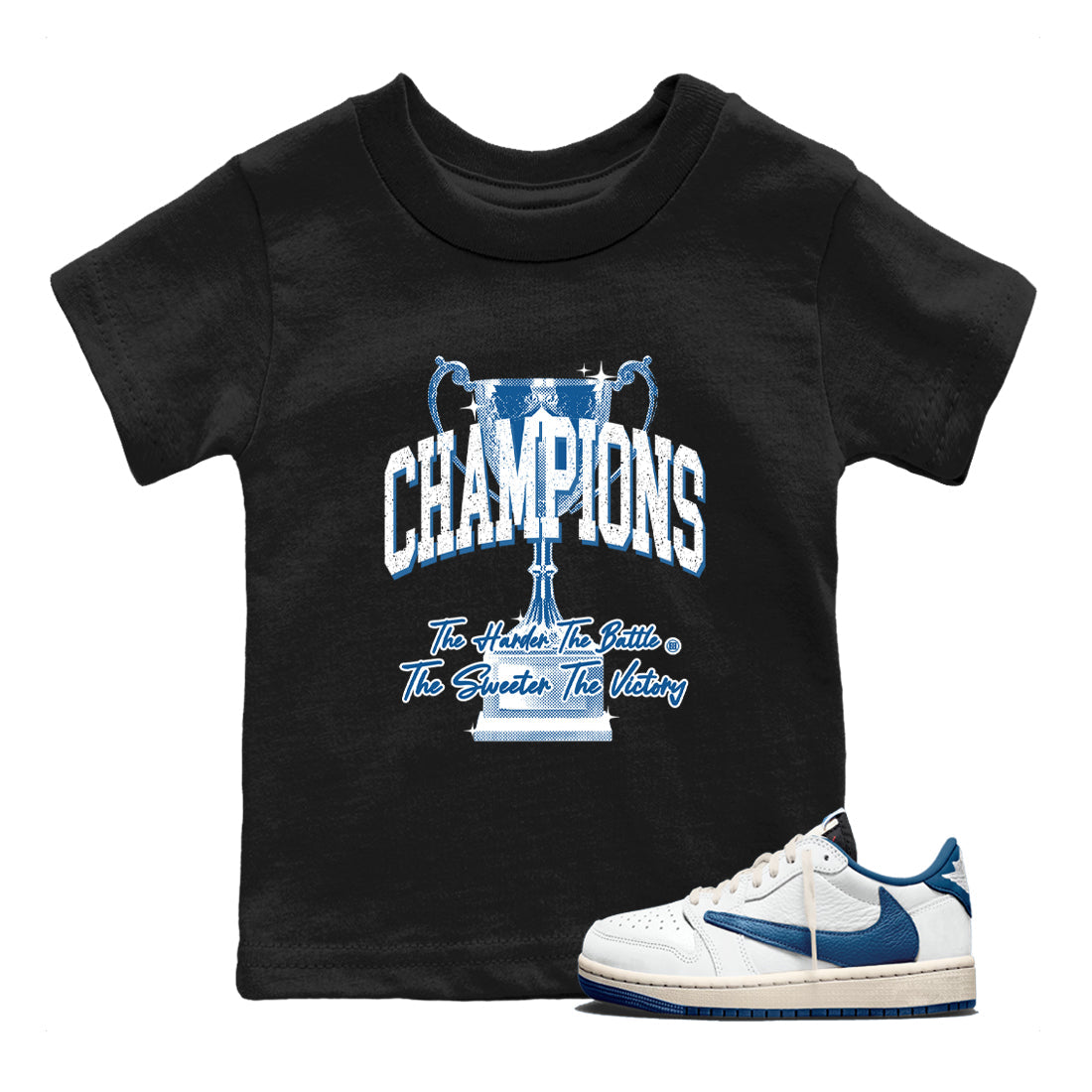 Sneaker match tees – Sneaker Tees To Match Air Jordan 1 Travis Scott Fragment Shoes – Champions Trophy Kids T-Shirt Black 1