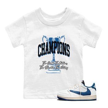 Sneaker match tees – Sneaker Tees To Match Air Jordan 1 Travis Scott Fragment Shoes – Champions Trophy Kids T-Shirt White 1