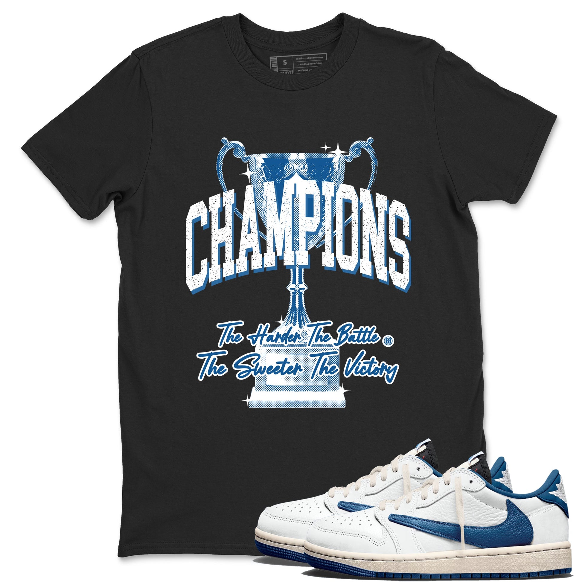 Sneaker match tees – Sneaker Tees To Match Air Jordan 1 Travis Scott Fragment Shoes – Champions Trophy Tee Black 1