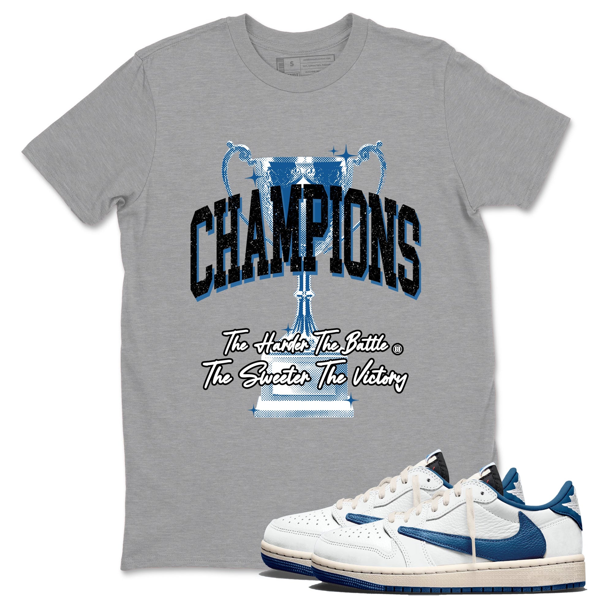 Sneaker match tees – Sneaker Tees To Match Air Jordan 1 Travis Scott Fragment Shoes – Champions Trophy Tee Heather Grey 1